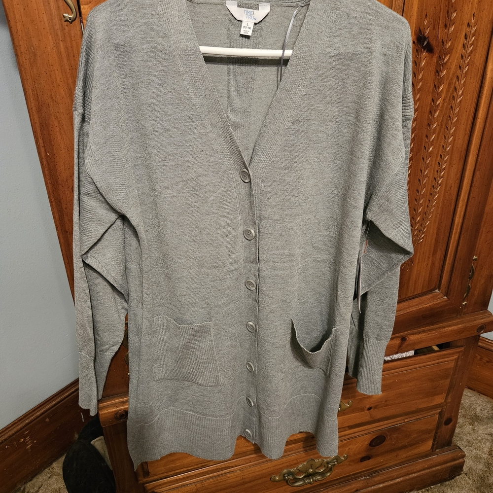 Time and Tru Light Gray Women's Cardigan